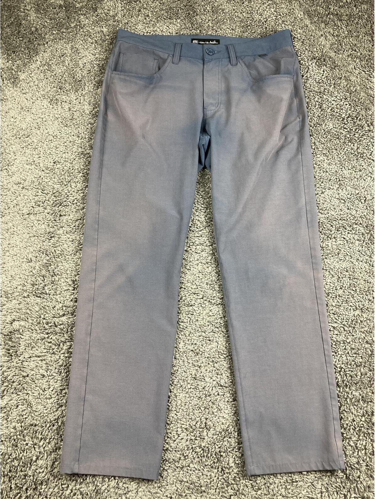 Travis Travis Mathew Open To Close Golf Pants Blue Performance Stretch Chino 32